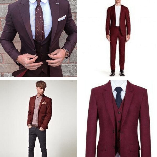 Mahogany Wine red Colour Suit Combination for Men autumn style mens work style full outfits for guys casual style