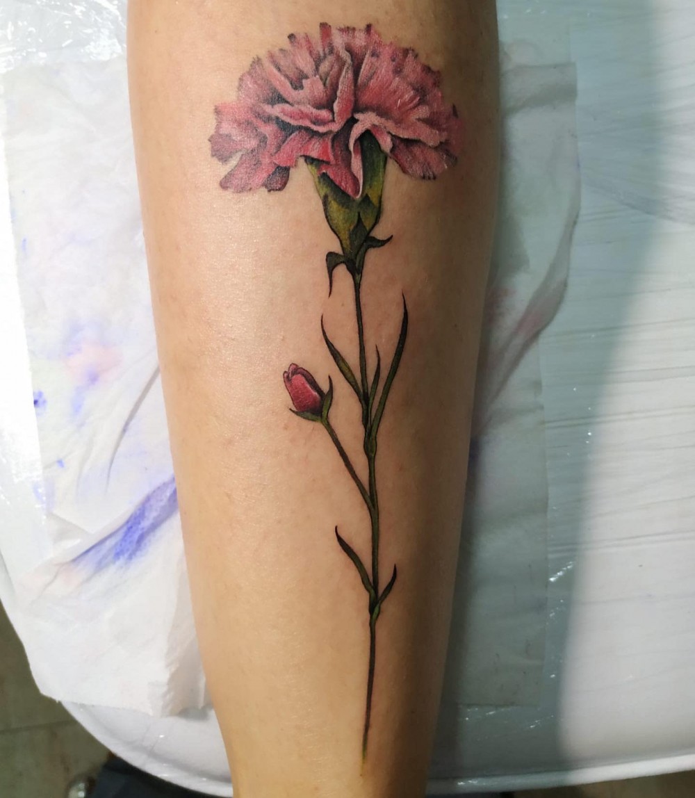 Carnation And Violet Tattoo Designs