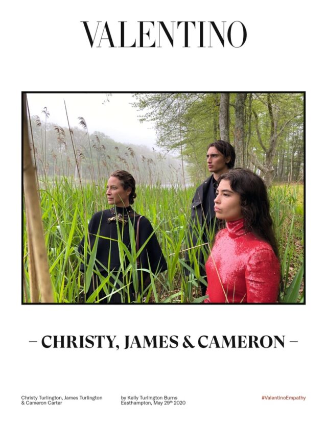 Christy Turlington, James Turlington and Cameron Grace Carter appear in Valentino Empathy fall-winter 2020 campaign.