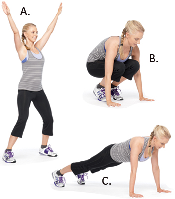 Jacked-Up Squat Thrusts: 2 Minutes