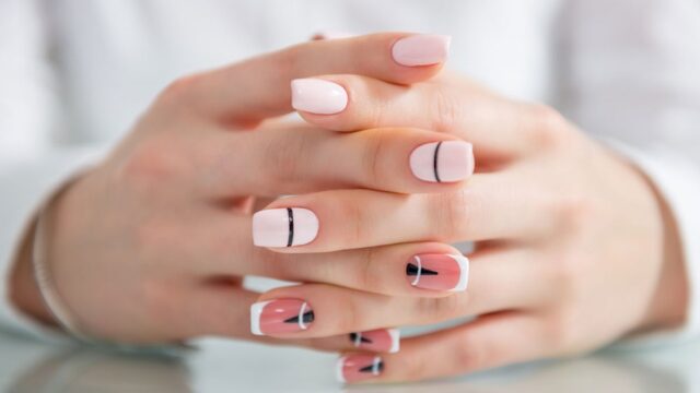 9. Geometric Nail Designs with 3 Colors - wide 5