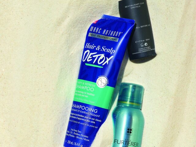 summer beauty products for skin and hair | beauty products in sand