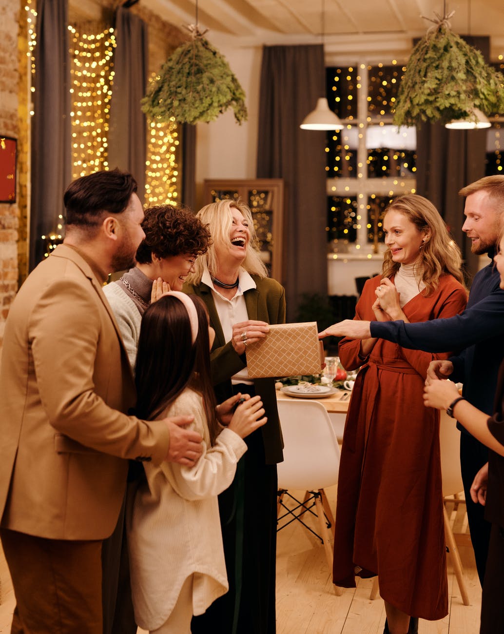group of people spending christmas night